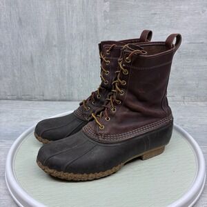Vintage L.L. Bean Boots Mens 11 Duck Boots Brown Leather Made in Maine